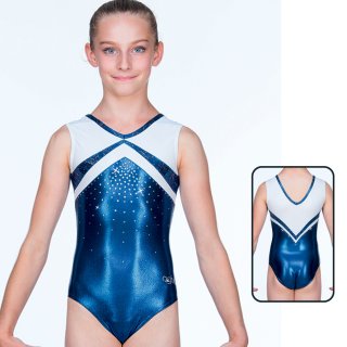 AGIVA 8650 Ärmelloser Gymnastikanzug Metallic + Opaque + Glitter + Strass F: navy 12 J. (146/152)