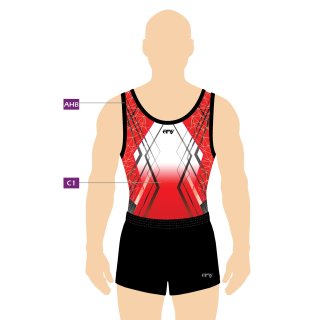 ERVY Trikot "Paul OP 2" für Kunstturnen+Trampolin Sublimationsdruck F: schwarz/rot/grau/weiß *TOP*