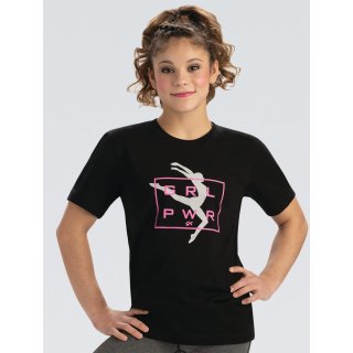 GK Elite Damen Turn T-Shirt mit Druck "GK Girl Power" schwarz sizes XS/S/M/L *NEU* XS