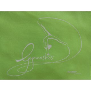 Sporttuch/Fitnesshandtuch/Microfaser Handtuch 30x50cm F: lime mit "Gymnastics" Druck *Einzelstücke*