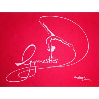 Sporttuch/Fitnesshandtuch/Microfaser Handtuch 30x50cm F: rot mit "Gymnastics" Druck *Einzelstücke*