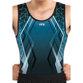 ERVY Trikot "Liam 6" für Kunstturnen+Trampolin Sublimationsdruck vorn+hinten F: petrol/schwarz/weiß *TOP* 10 J. (134/140)