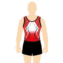 ERVY Trikot "Paul OP 3 V+H" für Kunstturnen+Trampolin Sublimationsdruck vorn+hinten F: schwarz/rot/grau/weiß