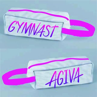 AGIVA 9067 Riemchentasche/Riemchenbeutel - Turnen/Gerätturnen mit Druck "GYMNAST" + "AGIVA" F: weiß/pink