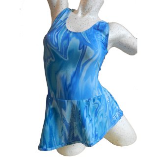 ERVY-Kürkleid mit schrägem Röckchen *Einzelstück* Gr. 146/152  mit Glitzerstoff Avantgarde-blue