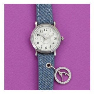 Sehr schöne Armbanduhr Motiv "Turnen/Gymnastik" F: hellblau - *Seltene Einzelstücke*